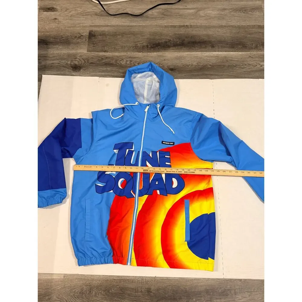 Members Only Looney Tunes Tune Squad Windbreaker Jacket Large Hooded Blue